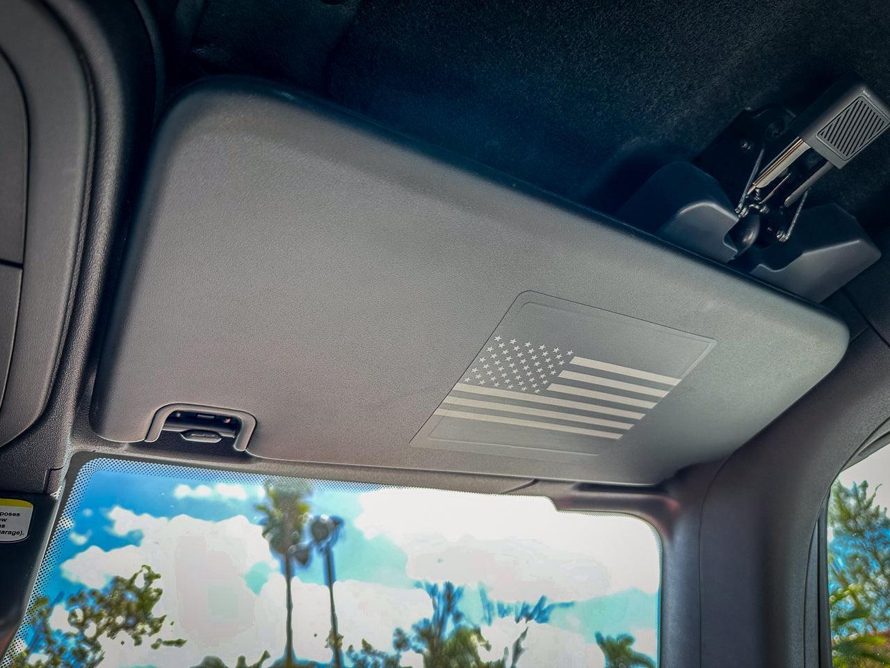 American Flag Sun Visor Warning Overlays - 2024+ Land Cruiser - 24LANDCRUISERSUNVFL-CG-24LANDCRUISERSUNVFL-DAF-24LANDCRUISERSUNVFL-DTBL-24LANDCRUISERSUNVFL-DTRL-24LANDCRUISERSUNVFL-TBL-  DRIVEN - 7