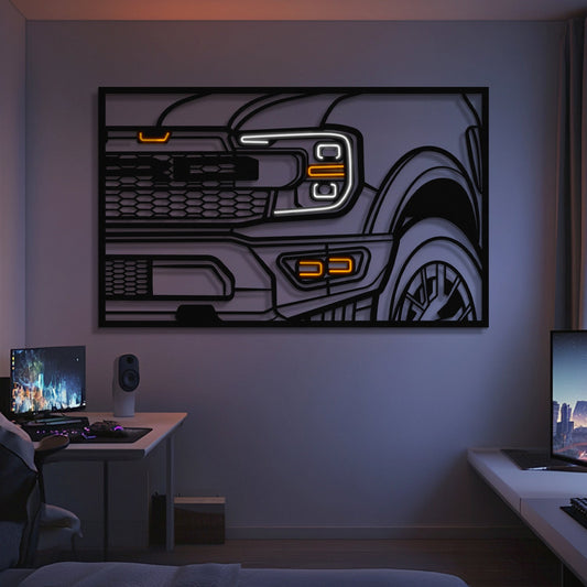 F150 Raptor Apex Front View Metal Neon Frame Wall Art - MT1479 - MT1479B99-MT1479B115-MT1479B140-  DRIVEN - 1