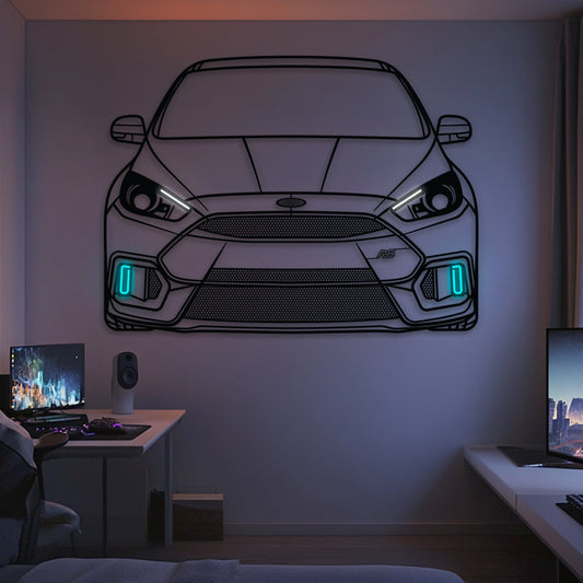 2016 Focus RS Front  View  Metal Neon Car Wall Art -MTN0247 - MTN0247W99-MTN0247W115-MTN0247W140-  DRIVEN - 1