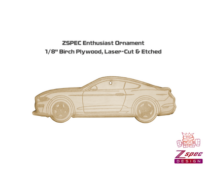 ZSPEC Laser-Engraved Wood Ornament, Style: Ford Mustang Late-Model, Birch, ~5" - ZSD-561962-  DRIVEN - 2