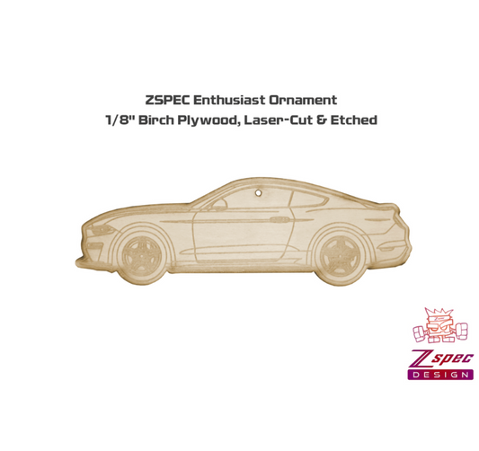 ZSPEC Laser-Engraved Wood Ornament, Style: Ford Mustang Late-Model, Birch, ~5" - ZSD-561962-  DRIVEN - 2