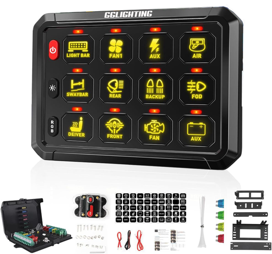 12-Gang Switch Panel With RGB And Remote Control Bluetooth App - Item #902-sku-44270436188318-  DRIVEN - 1