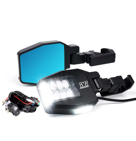 Off Road Side Mirror Pair With Sidewinder LED Pod Lights