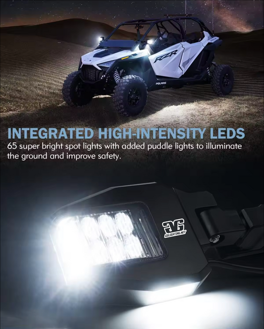 Off Road Side Mirror Pair With Sidewinder LED Pod Lights