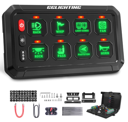 8-Gang Switch Panel With RGB And Remote Control Bluetooth App - Item #901-  DRIVEN - 1
