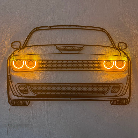 Challenger Front View Metal Neon Car Wall Art - MTN0075 - MTN0075W99-MTN0075W115-MTN0075W140-  DRIVEN - 2