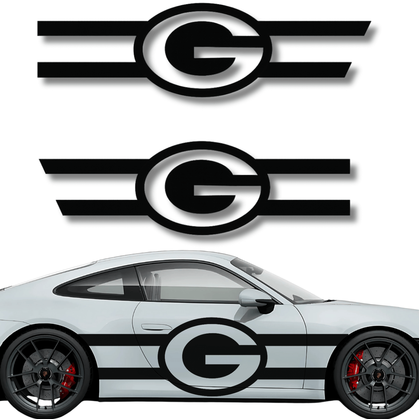 Green Bay Packers Racing Stripe Decal Set – Universal Fit Vinyl Sticker for Cars & Trucks - sku-50813683859588-sku-50813683892356-sku-50813683925124-sku-50813683957892-sku-50813683990660-  DRIVEN - 1