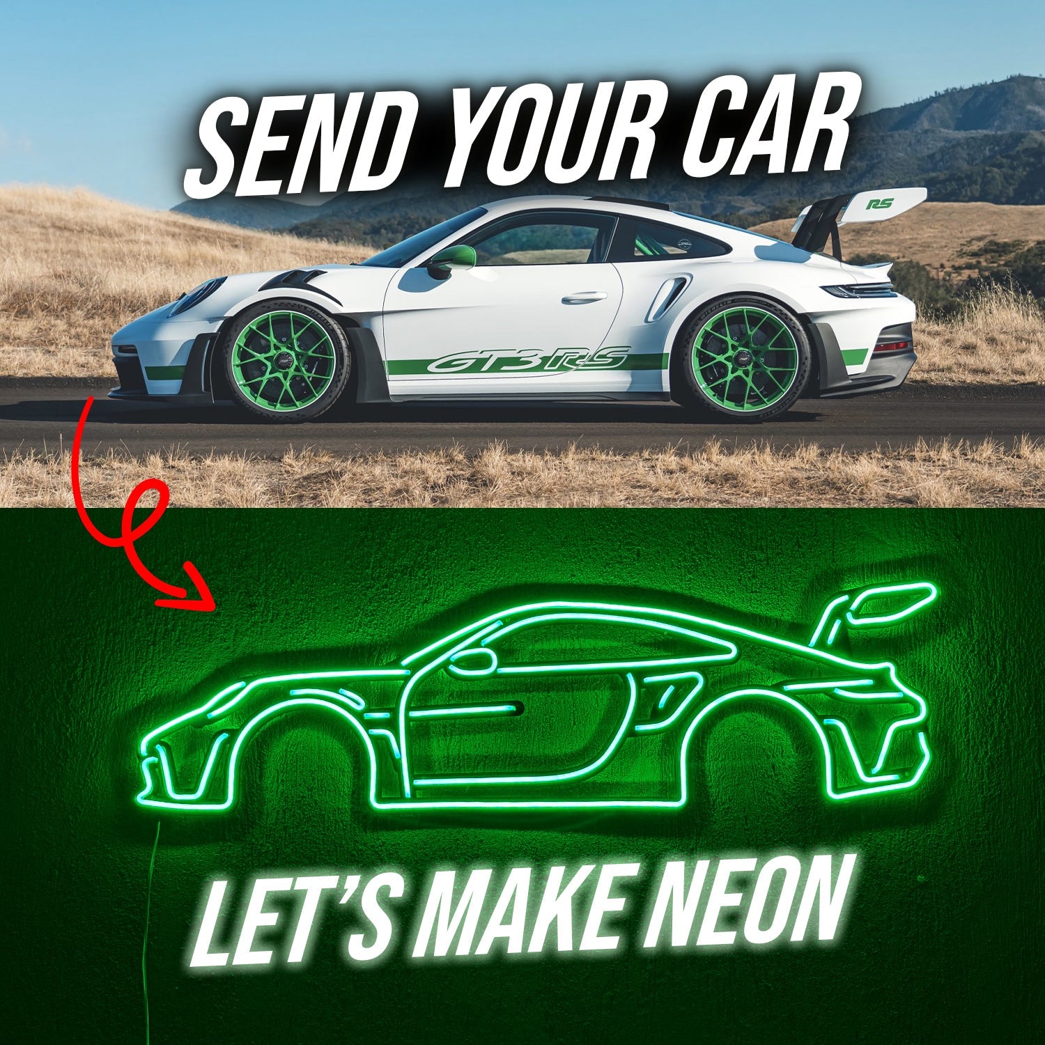 Your Personalized Metal Neon Car Wall Art - MTN0051 - MTN0051W99L-MTN0051W120L-MTN0051W140L-MTN0051R99L-MTN0051R120L-  DRIVEN - 2