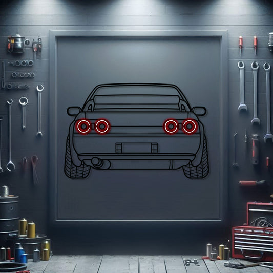 GT-R R32 Back View Metal Neon Car Wall Art - MTN0094 - MTN0094W99-MTN0094W115-MTN0094W140-  DRIVEN - 1