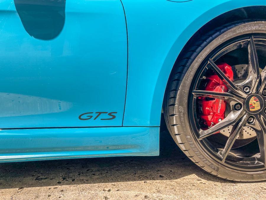 "GTS" Door Vinyl Logo Emblems for Porsche Vehicles (Boxter, Cayman, 911, Macan, Cayenne, Panamera) - PORGTSDECALMB-sku-47539748045119-sku-51462058508607-PORGTSDECALMBS-PT-sku-47539748077887-  DRIVEN - 1