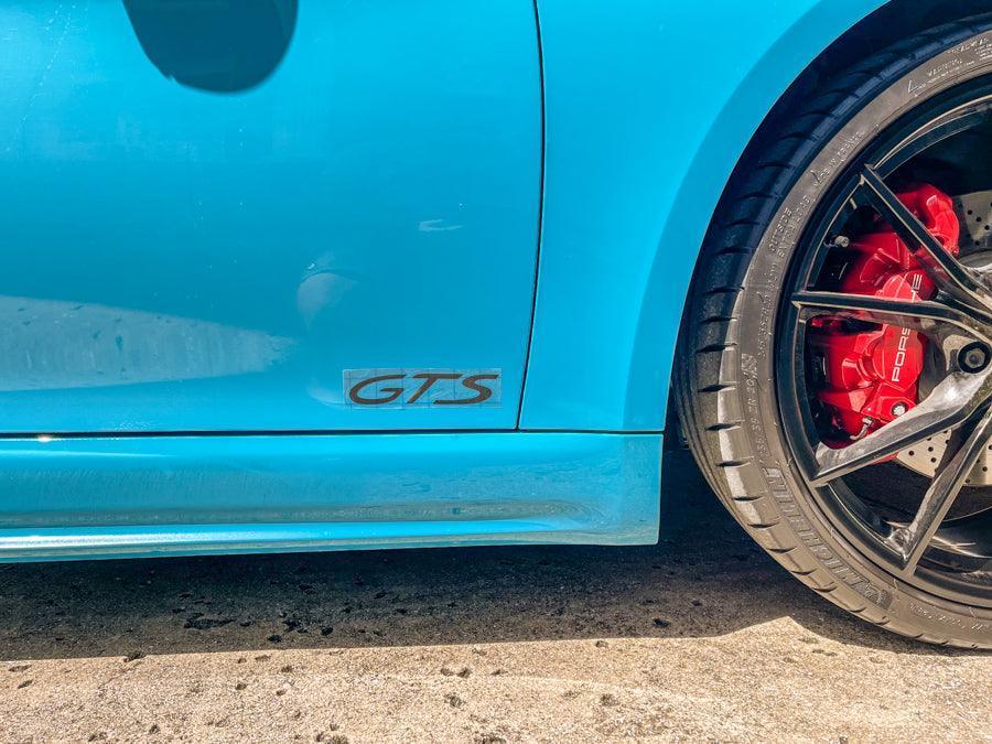 "GTS" Door Vinyl Logo Emblems for Porsche Vehicles (Boxter, Cayman, 911, Macan, Cayenne, Panamera) - PORGTSDECALMB-sku-47539748045119-sku-51462058508607-PORGTSDECALMBS-PT-sku-47539748077887-  DRIVEN - 18