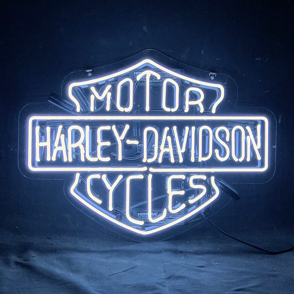 White Harley Davidson Motorcycle Neon Signs Light - ME094C-  DRIVEN - 1