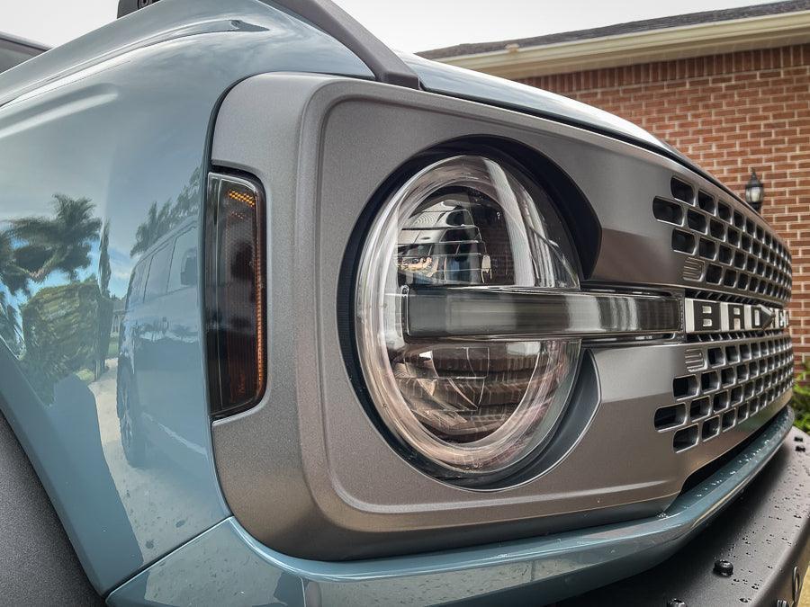 Headlight Bucket Inlays - 2021+ Bronco Badlands / WildTrak / First Edition - 21BRONCOHLBOR-21BRONCOHLBRD-21BRONCOHLBBL-21BRONCOHLBWH-21BRONCOHLBYL-  DRIVEN - 3