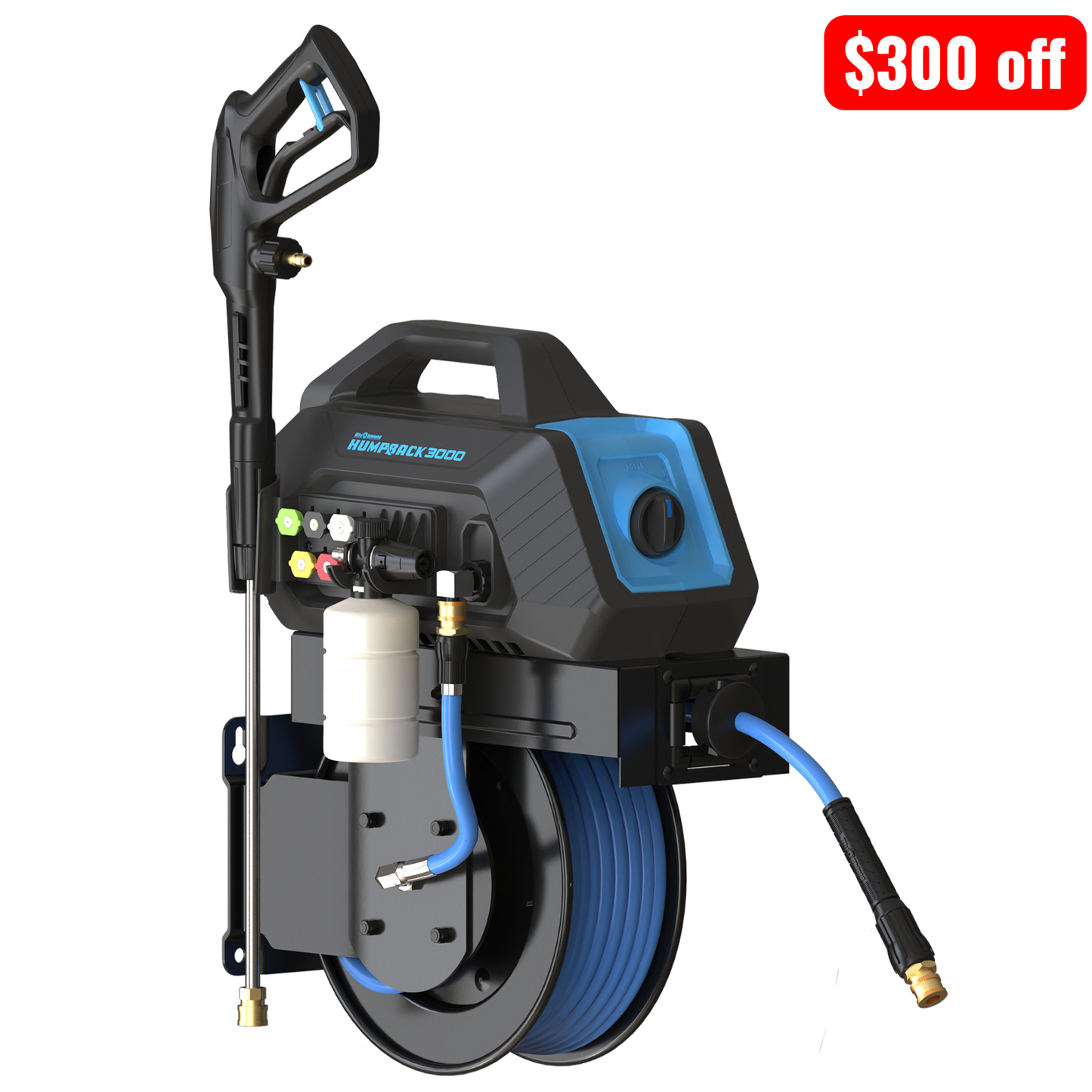 Blu Shield HumpBack 3000PSI All-in-One Pressure Washer System, Auto-Retractable Hose Reel, Industrial Pump, Accessories - 10015525-  DRIVEN - 13