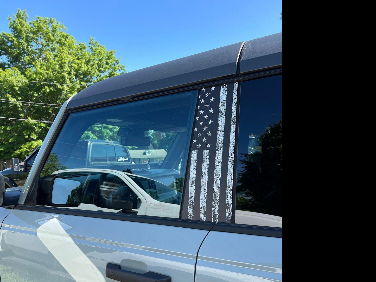 American Flag B Pillar Protection Kit (Printed Series) - 2021+ Bronco 4 Door - 21BRNBPILLAR4PT-AFBW-21BRNBPILLAR4PT-AFTBL-21BRNBPILLAR4PT-AFTRL-21BRNBPILLAR4PT-AFTGR-  DRIVEN - 5