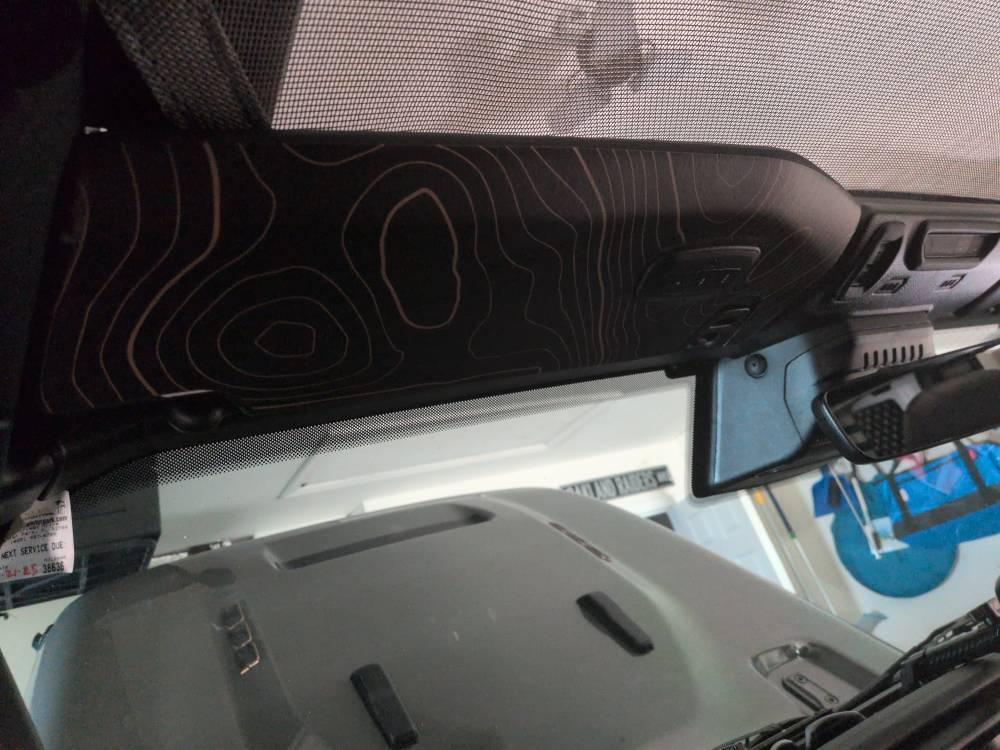 Topographic Map Sun Visor Overlays - 2018+ Jeep Wrangler JL / Jeep Gladiator JT - JLVISORFULLTP-RRNHL-JLVISORFULLTP-RRHL-JLVISORFULLTP-DDSNHL-JLVISORFULLTP-DDSHL-JLVISORFULLTP-SBNHL-  DRIVEN - 4