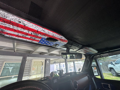 Freedom Series Sun Visor Overlays (Printed Series) - 2018+ Jeep Wrangler JL / Jeep Gladiator JT - JLVISORFULLFREE-RWBNHL-JLVISORFULLFREE-RWBHL-JLVISORFULLFREE-BWNHL-JLVISORFULLFREE-BWHL-JLVISORFULLFREE-TBLNHL-  DRIVEN - 8
