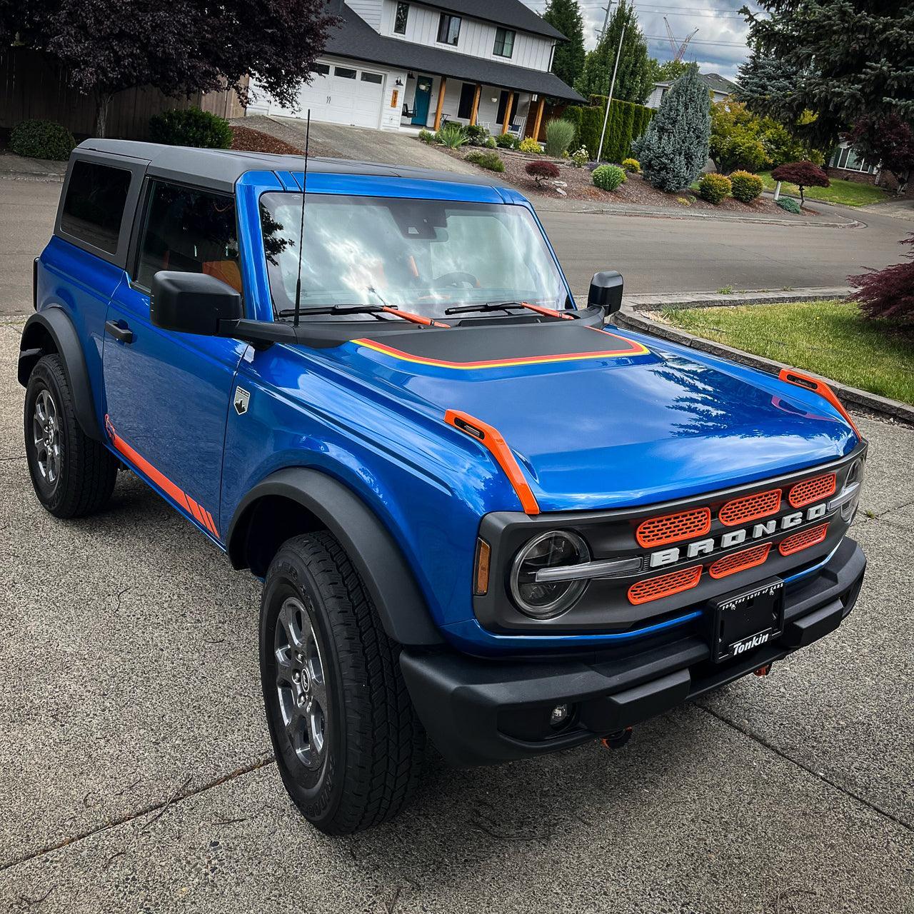 Retro Stripes Hood Overlay (Matte or Gloss) - 2021+ Bronco - 21BRONCORETHD-M-21BRONCORETHD-G-21BRONCORETHD-MX2-21BRONCORETHD-GX2-  DRIVEN - 4