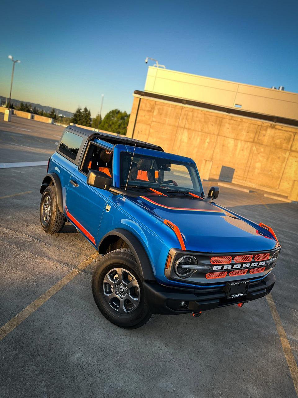 Retro Stripes Hood Overlay (Matte or Gloss) - 2021+ Bronco - 21BRONCORETHD-M-21BRONCORETHD-G-21BRONCORETHD-MX2-21BRONCORETHD-GX2-  DRIVEN - 3
