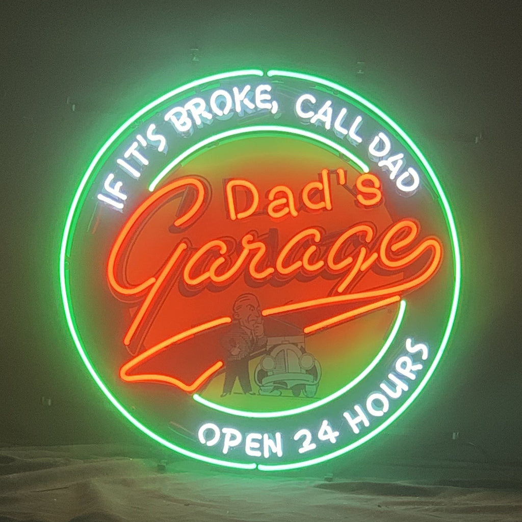 If It's Broken, Call Dad Dad's Garage Open 24 Hours Neon Sign Light - MEX357-  DRIVEN - 1