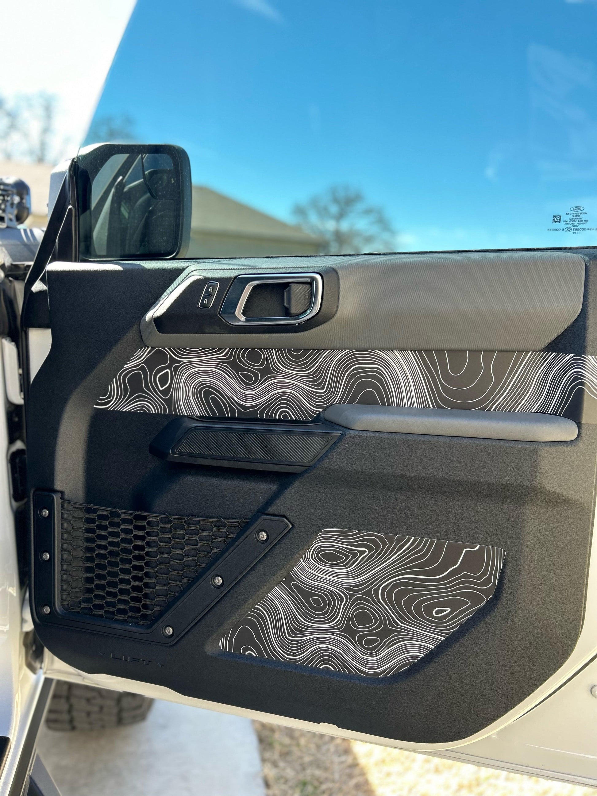 Topo Interior Lower Front Door Card Insert Overlays (Printed Series) - 2021+ Bronco 4 Door - 21BRNINTDRFL-TPAMBL-21BRNINTDRFL-TPA51L-21BRNINTDRFL-TPAZL-21BRNINTDRFL-TPBOL-21BRNINTDRFL-TPCGL-  DRIVEN - 7
