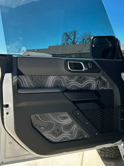 Topo Interior Lower Front Door Card Insert Overlays (Printed Series) - 2021+ Bronco 4 Door - 21BRNINTDRFL-TPAMBL-21BRNINTDRFL-TPA51L-21BRNINTDRFL-TPAZL-21BRNINTDRFL-TPBOL-21BRNINTDRFL-TPCGL-  DRIVEN - 8