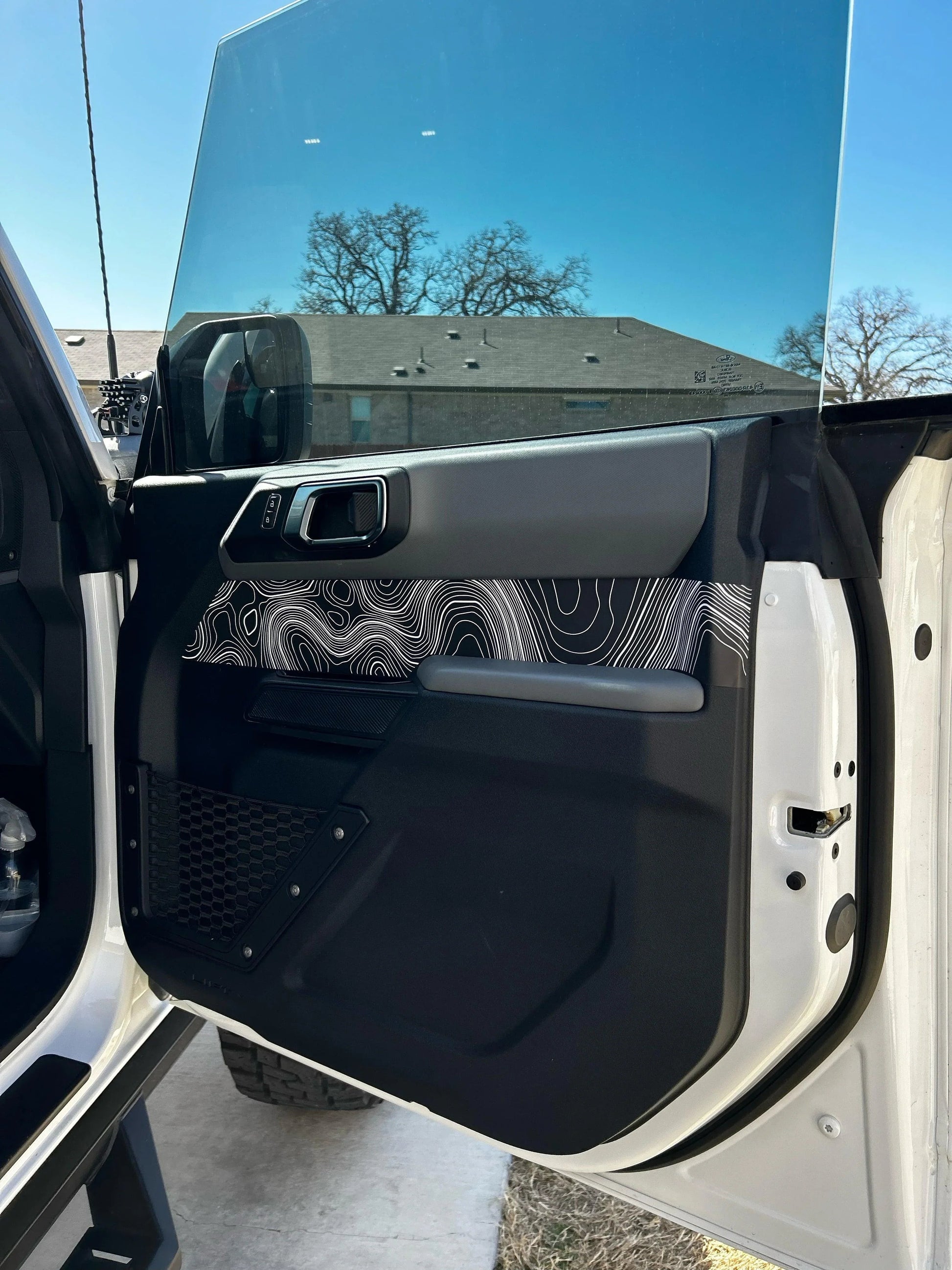 Topo Front Interior Upper Door Card Insert Overlays (Printed Series) - 2021+ Bronco 4 Door - 21BRNINTDRFU-TPAMBL-21BRNINTDRFU-TPA51L-21BRNINTDRFU-TPAZL-21BRNINTDRFU-TPCGL-21BRNINTDRFU-TPCBNL-  DRIVEN - 4