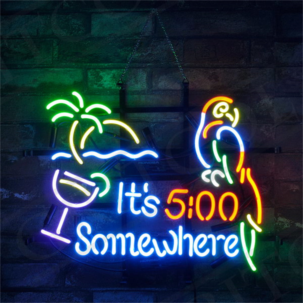 It's 5 o'clock Somewhere Parrot Neon Signs Light - MEXC008-  DRIVEN - 1