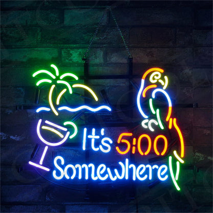 It's 5 o'clock Somewhere Parrot Neon Signs Light - MEXC008-  DRIVEN - 1