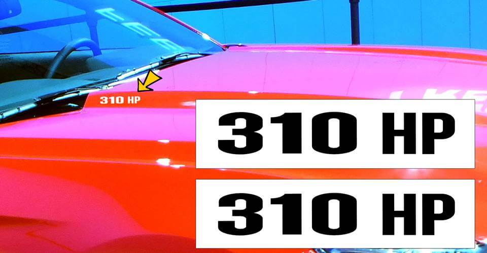 2015-17 Mustang Hood Rise Designation Decal Set - 310 HP - K731-BK-1-K731-BK-2-  DRIVEN - 1
