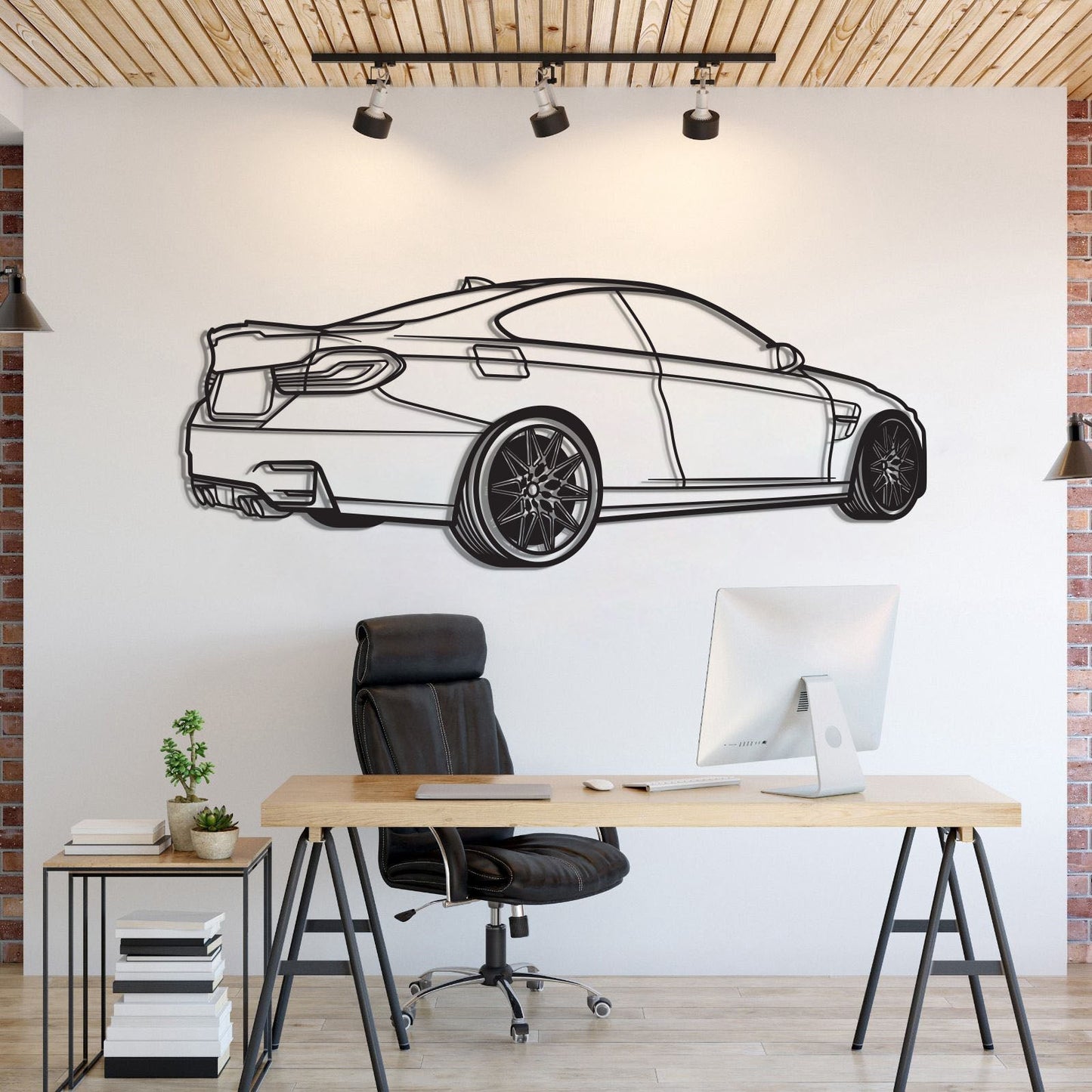 M4 Back Perspective Metal Car Wall Art - MT1299 - MT1299B69L-MT1299B80L-MT1299B99L-MT1299B115L-MT1299B140L-  DRIVEN - 1