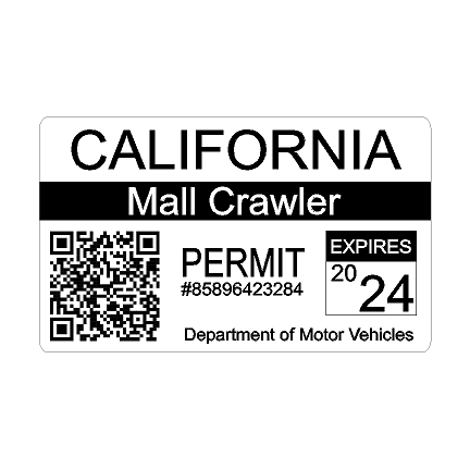 Mall Crawler Permit Sticker 3.5" - All States - sfbMLCRWPT-AL-sfbMLCRWPT-ALH-sfbMLCRWPT-AK-sfbMLCRWPT-AKH-sfbMLCRWPT-AZ-  DRIVEN - 8