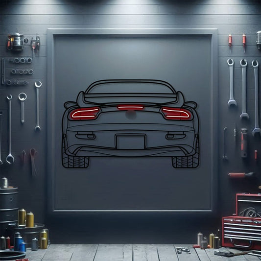 RX7 Back View Metal Neon Car Wall Art - MTN0098 - MTN0098W99-MTN0098W115-MTN0098W140-  DRIVEN - 1