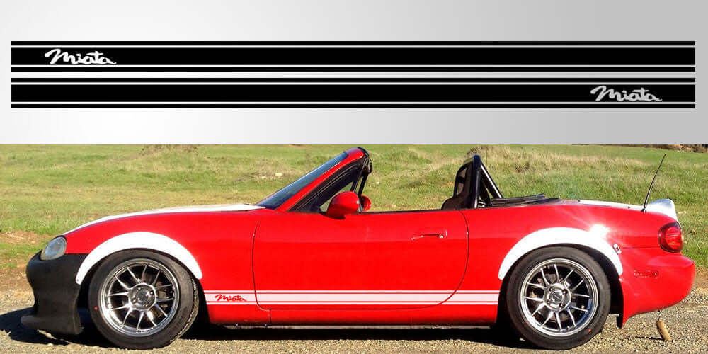 Mazda Miata MX-5 Triple Stripe Decal | NA NB NC Miata Script Vinyl - sku-50952457814148-sku-50952457846916-sku-50952457879684-sku-50952457912452-sku-50952457945220-  DRIVEN - 1