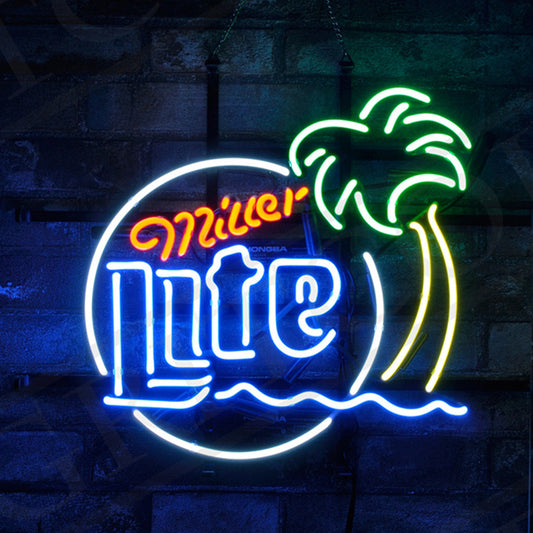 Miller Lite Palm Tree Sun Neon Signs Light - MEXC015-  DRIVEN - 1