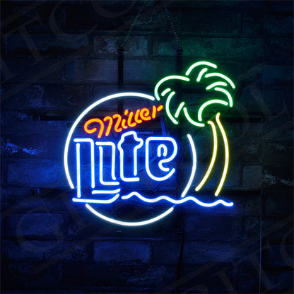 Miller Lite Palm Tree Sun Neon Signs Light - MEXC015-  DRIVEN - 2