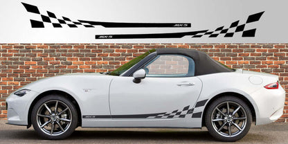 Mazda Miata MX-5 ND Checkered Stripe Decal - sku-50952426160260-sku-50952426193028-sku-50952426225796-sku-50952426258564-sku-50952426291332-  DRIVEN - 1