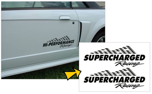 Supercharged Racing Decal Set - 6" x 18" - N395-SC-BK-1-N395-SC-BK-2-  DRIVEN - 1