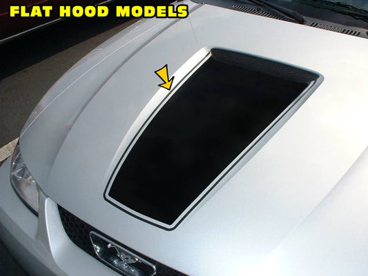 1999-03 Mustang Square Nose Hood Decal with Pinstripe - Flat Hood - N523-S1-BK-1-N523-S1-BK-2-  DRIVEN - 1