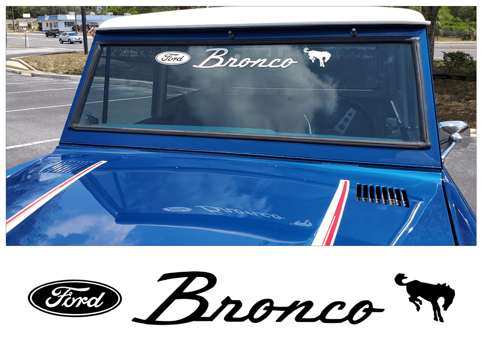 Ford Bronco Windshield Decal with Ford Oval and Horse - 3.75" x 30" - N745-SL-1-N745-SL-2-  DRIVEN - 1