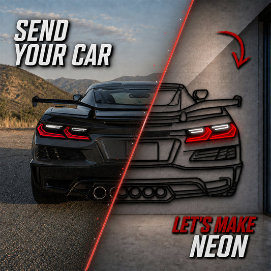 Your Personalized Metal Neon Car Wall Art - (Front and rear views only) - MTN0112W99-  DRIVEN - 1