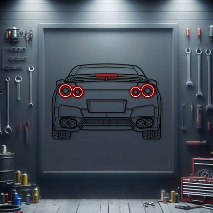 GT-R R35 Back View Metal Neon Car Wall Art - MTN0096 - MTN0096W99-MTN0096W115-MTN0096W140-  DRIVEN - 1