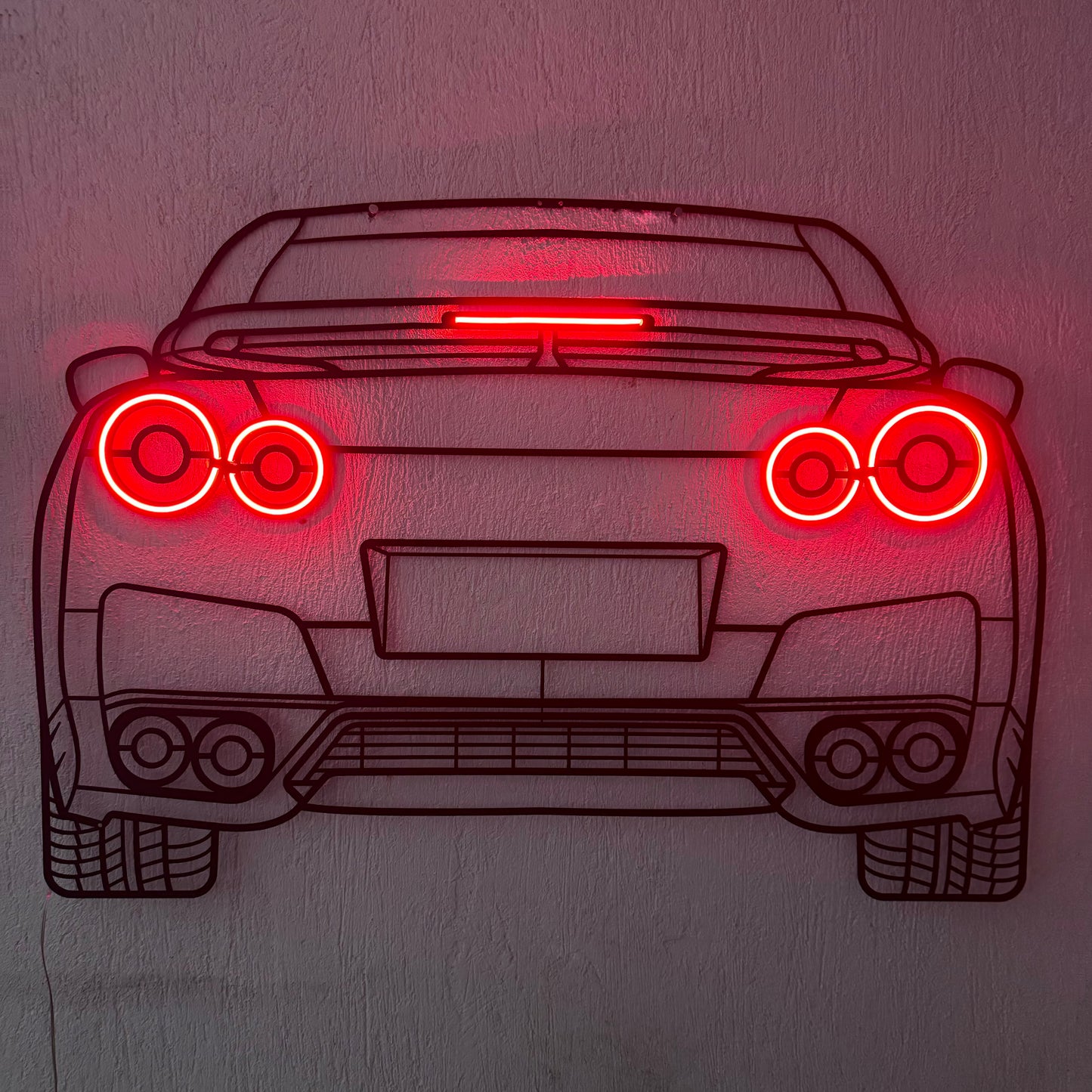 GT-R R35 Back View Metal Neon Car Wall Art - MTN0096 - MTN0096W99-MTN0096W115-MTN0096W140-  DRIVEN - 2
