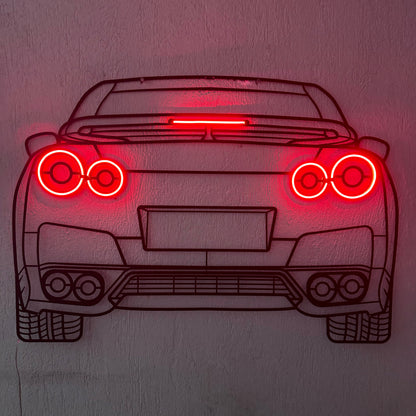 GT-R R35 Back View Metal Neon Car Wall Art - MTN0096 - MTN0096W99-MTN0096W115-MTN0096W140-  DRIVEN - 2