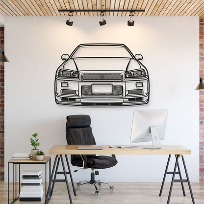 Skyline GT-R R34 Front View Metal Car Wall Art - MT1363 - MT1363B69-MT1363B80-MT1363B99-MT1363B115-MT1363B140-  DRIVEN - 1