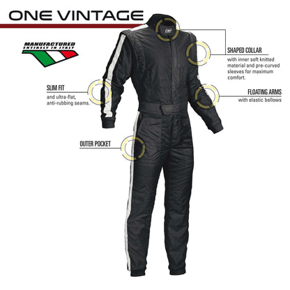 OMP | One Vintage Suit | Auto Racing | FIA 8856-2018 - IA0-1842-B01-071-46-IA0-1842-B01-071-48-IA0-1842-B01-071-50-IA0-1842-B01-071-52-IA0-1842-B01-071-54-  DRIVEN - 2