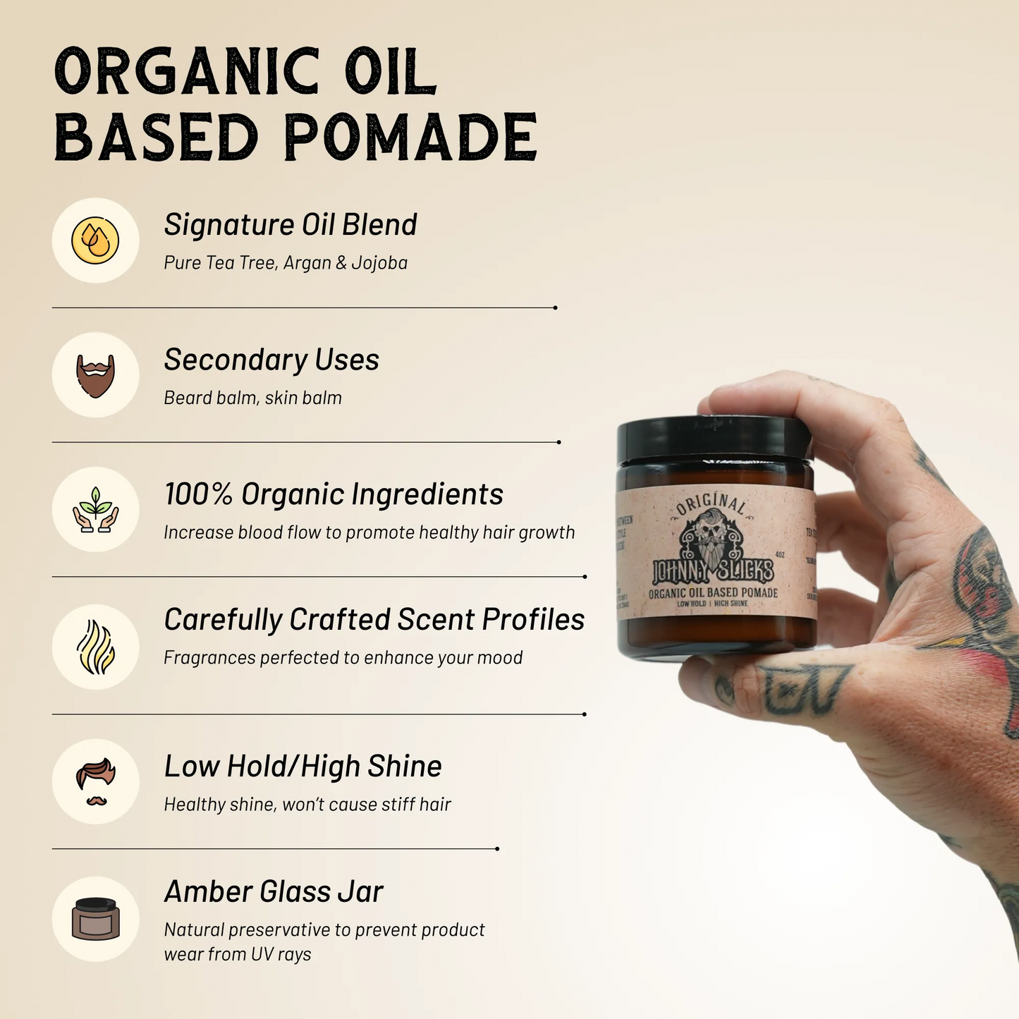 Organic Oil Based Pomade - 4OZOGOBP-4OZRUGOBP-4OZPAROBP-  DRIVEN - 4
