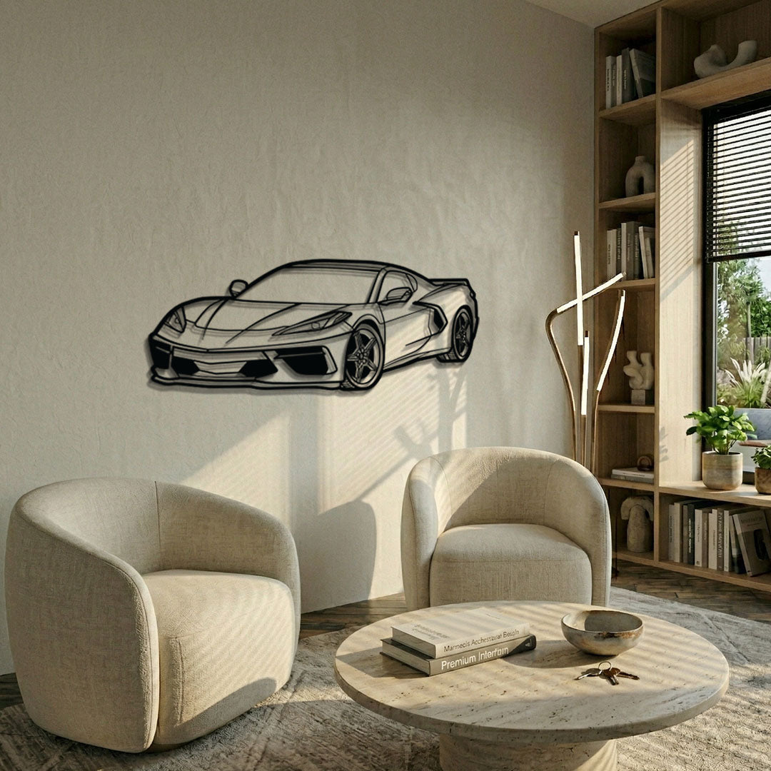 Corvette C8 Perspective Metal Car Wall Art - MT1125 - MT1125B69L-  DRIVEN - 3