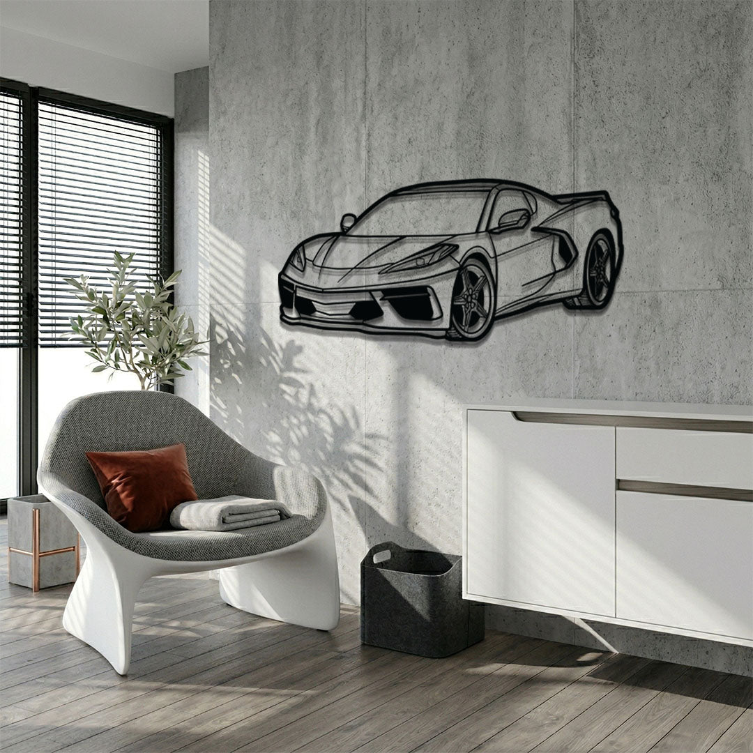 Corvette C8 Perspective Metal Car Wall Art - MT1125 - MT1125B69L-  DRIVEN - 2