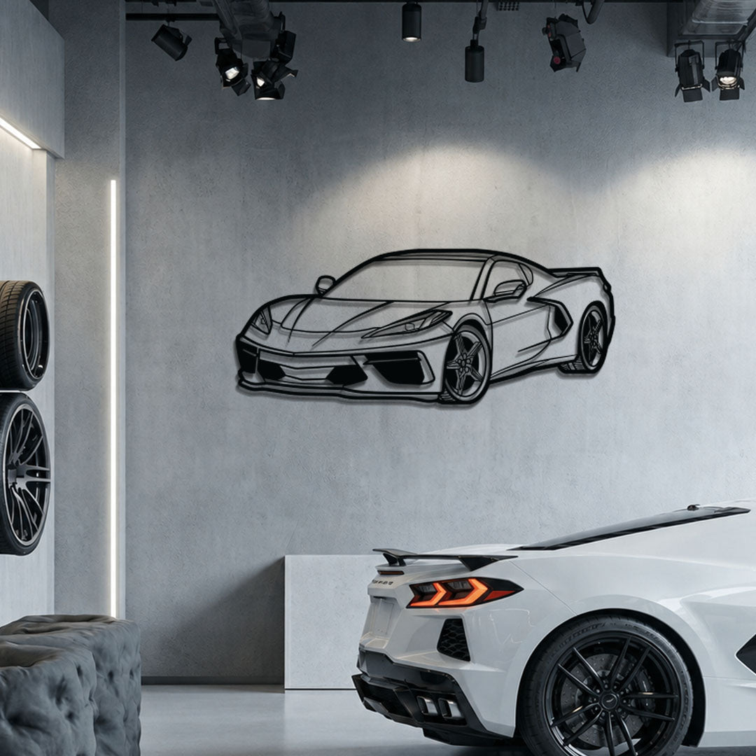 Corvette C8 Perspective Metal Car Wall Art - MT1125 - MT1125B69L-  DRIVEN - 1